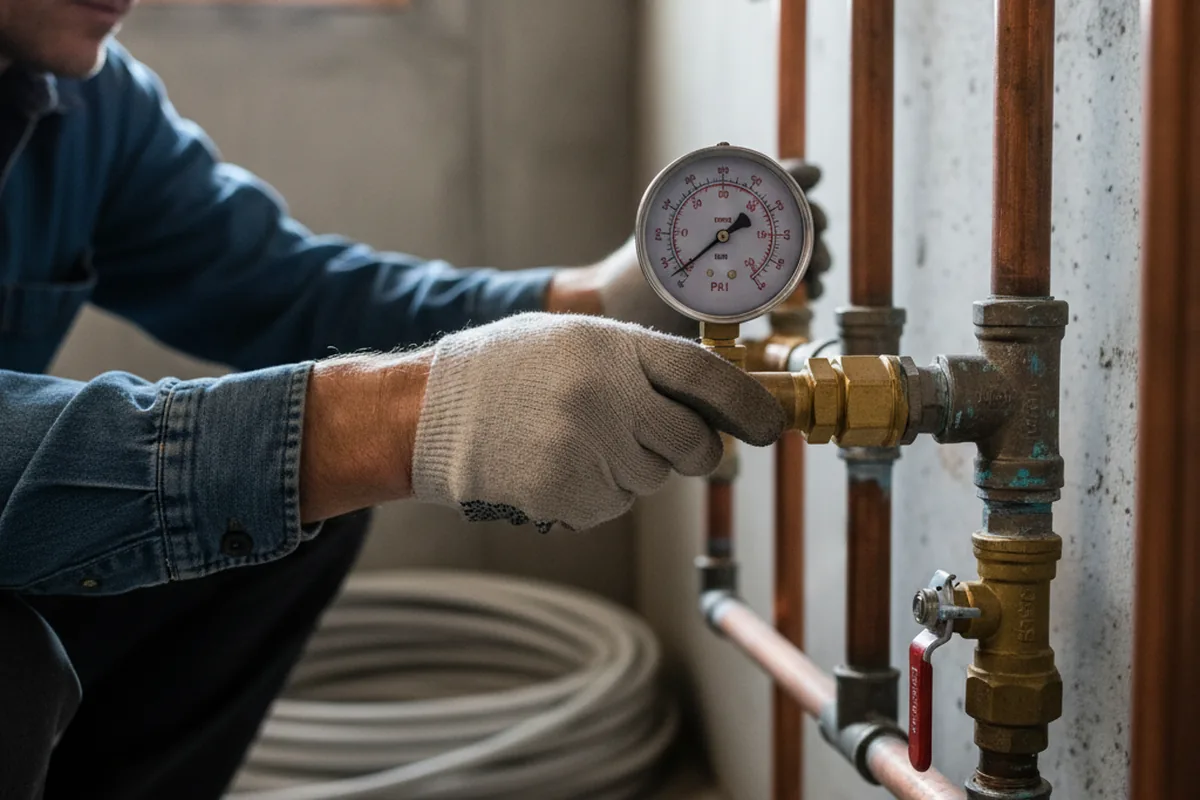 Pressure testing a repaired line during Water Line Repair in Lagro